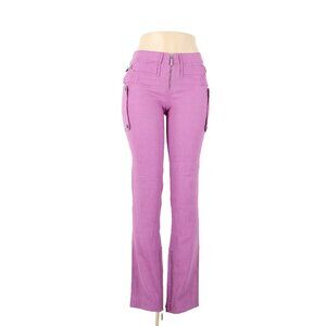 Gianni Versace Couture Sz 38 x 34 Purple Silver Hardware Unlined Linen Mod Pant